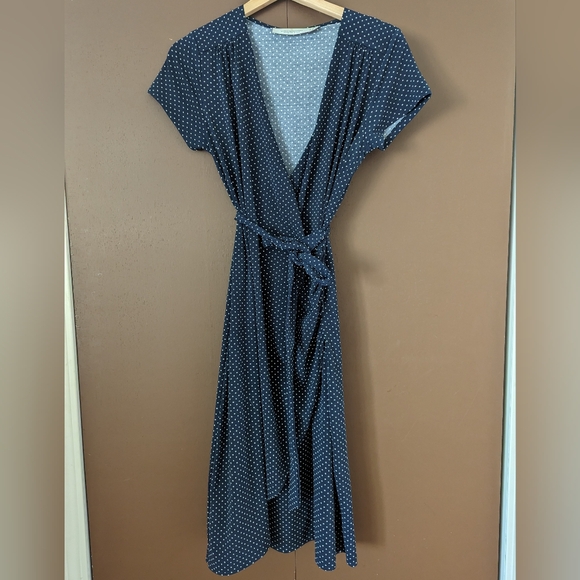SIMONS - Navy polka dot wrap dress - Picture 1 of 4